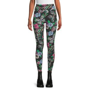 Nobo No Boundaries Tattoo Art Butterfly Flowers Print Sueded High Rise Leggings